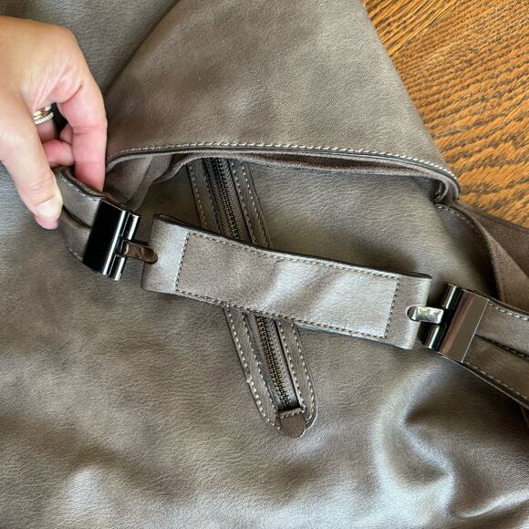 Gray Hobo Bag with Tassel Accent - Picture 7 of 9